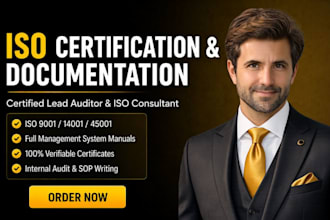 provide iso 9001, iso 14001, and iso 45001 certification and documentation
