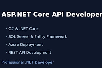 develop or fix asp net core web API with sql server