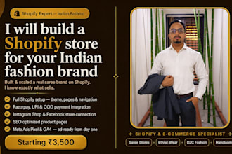 create a professional shopify store for saree and fashion brands