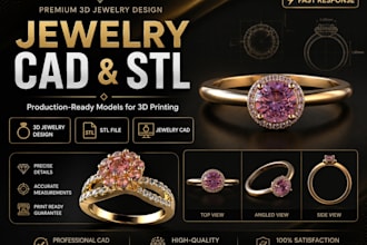 design 3d jewelry cad model stl file and realistic rendering