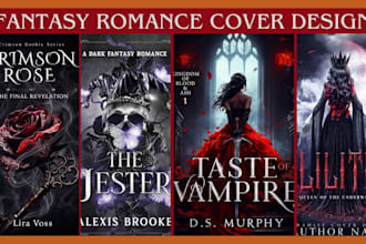 dark fantasy or gothic romance book cover, characters, book cover illustration