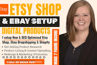 setup etsy shop design print on demand ebay shopifydropshipping etsy SEO listing