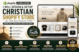 create christian shopify store design faith based product setup gym wear pod