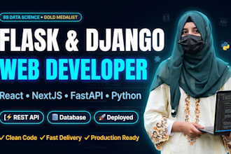build custom flask django react python web app with api and database