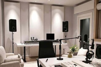 design 3d podcast studio, yoga, pilates, production studio and 3d rendering