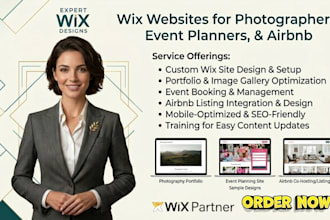 redesign wix website design wix photographers, event planners, airbnbs website