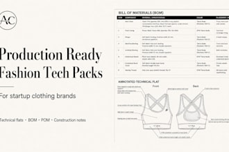 create a production ready fashion tech pack