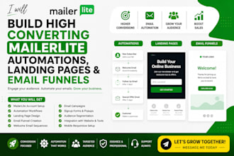 build high converting mailerlite automations, landing pages and email funnels
