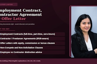 employment contract, contractor agreement or offer letter