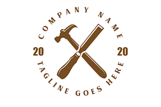 design rustic crossed hammer and chisel for carpenter or woodworking logo