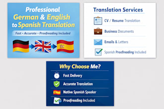 translate and proofread english and german into spanish