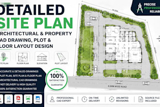 detailed site plan, architectural and property cad drawing, plot, floor layout