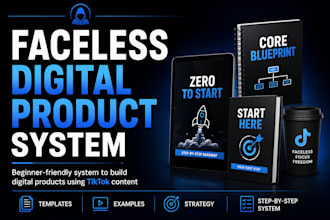 provide a complete faceless tiktok digital product blueprint