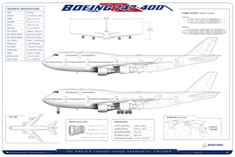 design realistic aircraft blueprint infographic posters
