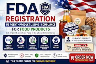 handle fda food facility registration and US agent service