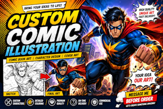 create stunning custom comic illustration and comic book art