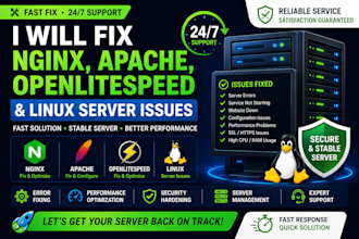 fix and configure nginx apache openlitespeed and linux server