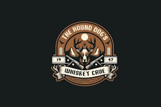 make a retro logo for a whiskey hunting themed party venue
