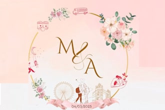 do wedding logo, wedding monogram, invitation, initials or signature design