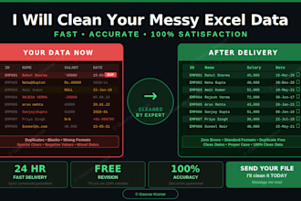 clean, format and organize your excel data
