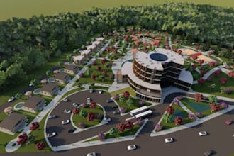 remodel luxury hotels,resort,commercial complex cgi, parks,site layout,revit dwg