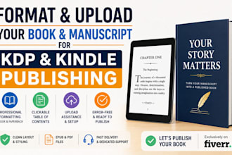 format and upload your book and manuscript for amazon kdp and kindle publishing