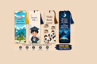 design creative custom bookmarks for books, novels and kids