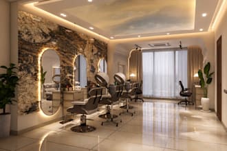 design modern beauty parlor, hair saloon and spa, 3d render