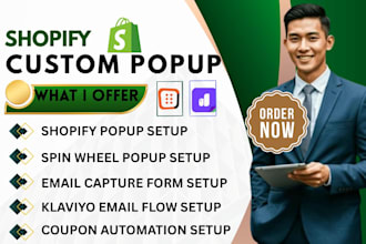 set up shopify popups, spin wheel, qikify, powr, optimonk, seguno, klaviyo flows