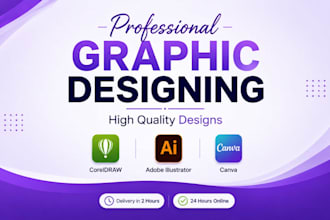 create professional graphic designs in coreldraw, illustrator and canva