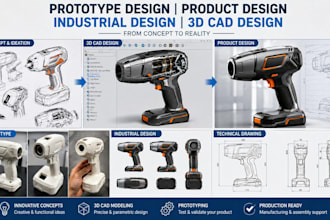 do prototype design, product design, industrial design and 3d cad design