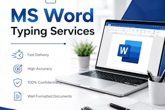 do ms word typing and document formatting professionally