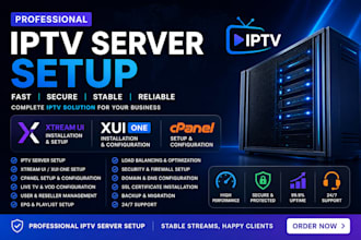 setup professional iptv server, xtreamui, xui one, iptv installation,cpanel