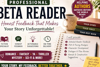 professionally beta read your novel and provide detailed feedback