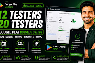 provide 12 testers or 20 testers for 14 days google play console closed testing