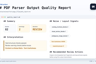 review and clean PDF extraction output into json and markdown