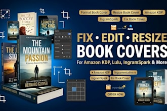 fix, edit, resize, format book cover design for kdp, lulu, ingramspark
