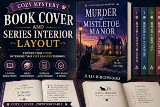 design cozy mystery book cover and series interior layout