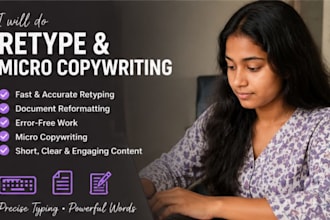 do retyping work ,micro copywriting