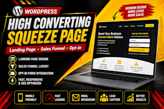 design high converting squeeze page or wordpress landing page