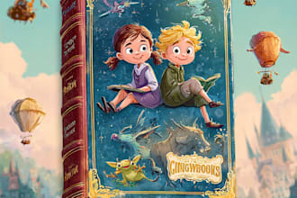 design a creative cartoon book cover for children