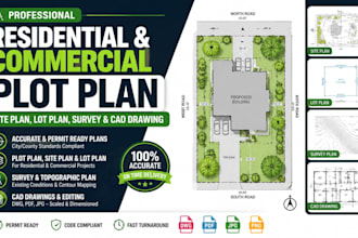 do residential commercial plot plan, site plan, lot plan, survey and cad drawing