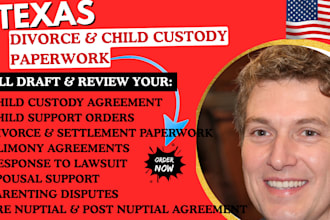 draft texas family law, child custody, divorce petition and separation agreement