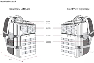 design 3d bag, handbag, luggage purse and backpack tech pack for manufacturing