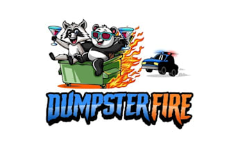 design cartoon mascot dumpster fire logo