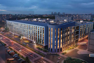 create modern 3d business park masterplan and architectural visualization