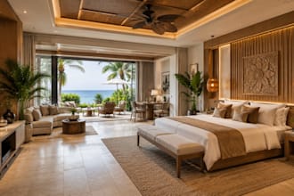 design luxury hotel lobby bedroom resort interior 3d render