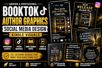 design modern booktok and social media graphics for authors