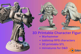 design custom 3d printable miniature for dnd, warhammer, tabletop rpg character