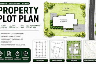 detailed property plot plan, land survey, lot layout, site map, topographic map